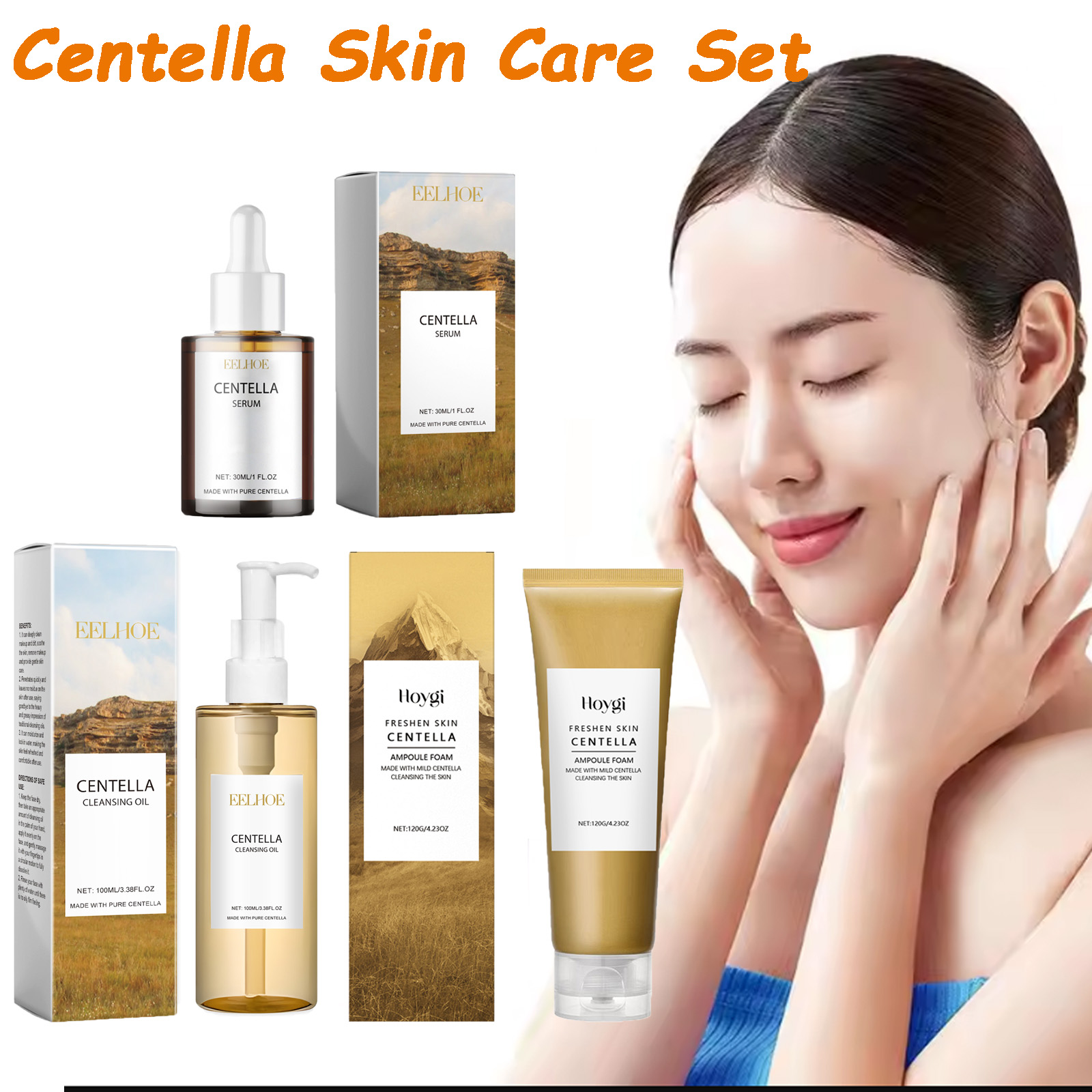 Skincare Centella - Centella Huidverzorgingsset Centella Serum Gezichtswas Reinigingsolie