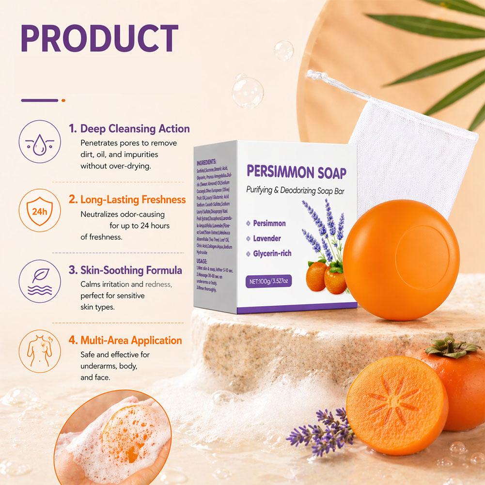 Skincare Gentle - Persimmon lavendel zeepreep Persimmon & lavendel