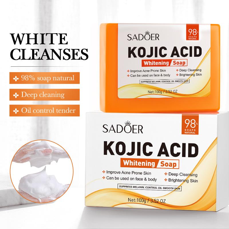 Kojic Acid Soap - 1Pc SADOER Kojiczuur Gezichtszeep Gezichtswas Schuim
