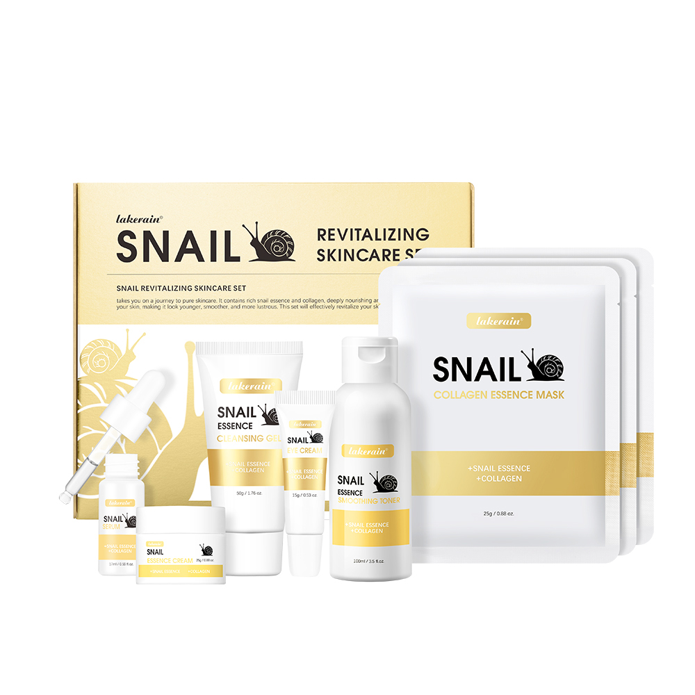 Snail Cream Gel - 8-delige slakkenextract hydraterende huidverzorgingsset: reinigingsgel, toner,
