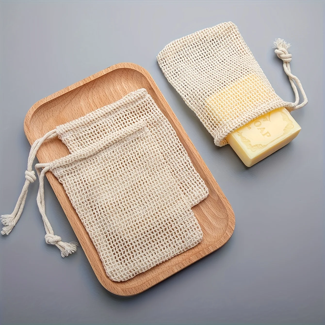 Skincare D'Alba - Natuurlijke katoenen zeepbeschermerzak, 3 stuks Eco-vriendelijke